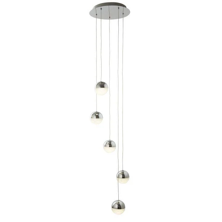 Chandeliers with Adjustable Arms for Directional LightingChandeliers with Adjustable Arms for Directional LightingSearchlight 5 Light LED Globe Crushed Ice Shade Chrome