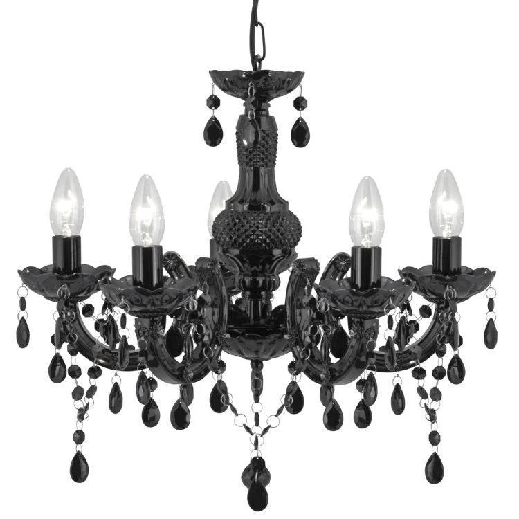 Chandeliers with Metal Frames in Silver FinishChandeliers with Metal Frames in Silver FinishSearchlight Marie Therese Black 5 Light Chandelier Glass Drops Chandeliers with Metal Frames in Silver FinishChandeliers with Metal Frames in Silver FinishSearchlight Marie Therese Black 5 Light Chandelier Glass Drops