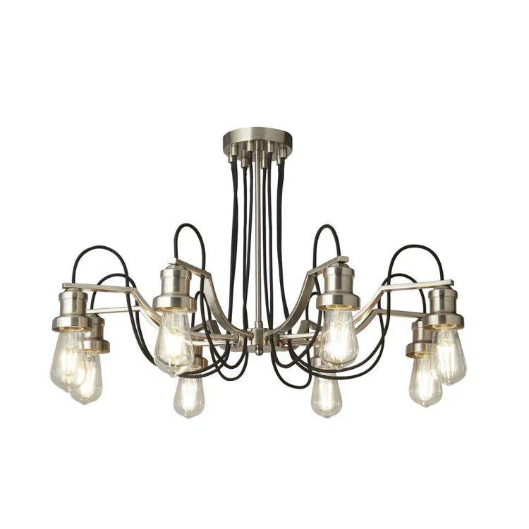 Traditional Brass Chandeliers for Classic InteriorsTraditional Brass Chandeliers for Classic InteriorsSearchlight Olivia 8Lt Pendant - Satin Silver with Black Braided Cable Traditional Brass Chandeliers for Classic InteriorsTraditional Brass Chandeliers for Classic InteriorsSearchlight Olivia 8Lt Pendant - Satin Silver with Black Braided Cable