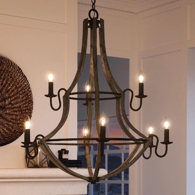 Chandeliers with Multiple Lights for Maximum IlluminationChandeliers with Multiple Lights for Maximum IlluminationUQL2961 Farmhouse Chandelier, 34.75"H x 32.5"W, Wood Grain Metal with Antique Black Finish, Swansea Collection Chandeliers with Multiple Lights for Maximum IlluminationChandeliers with Multiple Lights for Maximum IlluminationUQL2961 Farmhouse Chandelier, 34.75"H x 32.5"W, Wood Grain Metal with Antique Black Finish, Swansea Collection