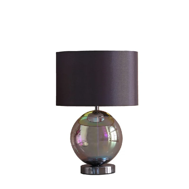 modern minimalist table lamps for contemporary living roomsmodern minimalist table lamps for contemporary living rooms19" Iridescent Glass Globe Table Lamp With Gray Classic Drum Shade